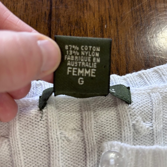 Eddie Bauer made in Australia white knit cardigan cotton blend size L-read descr - Picture 12 of 16